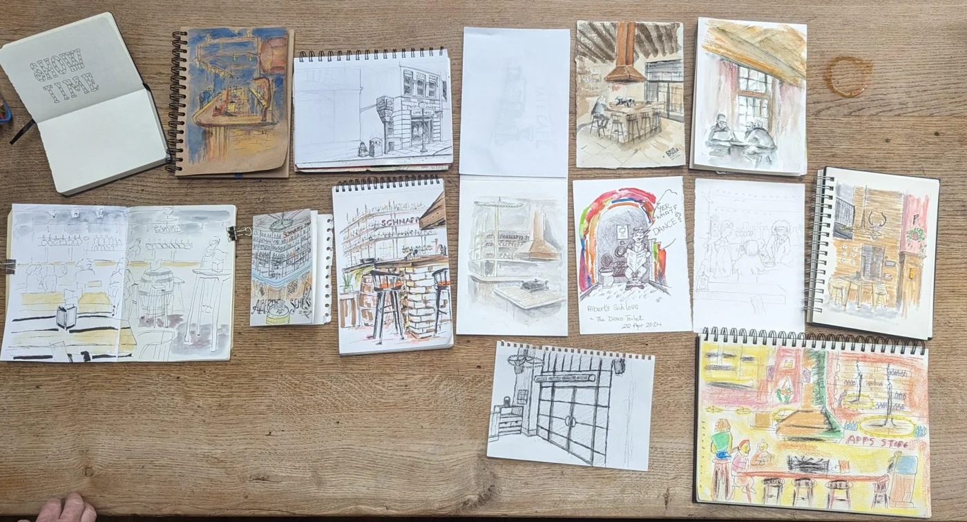 Sketches and artwork from our visit to Albert’s Schloss