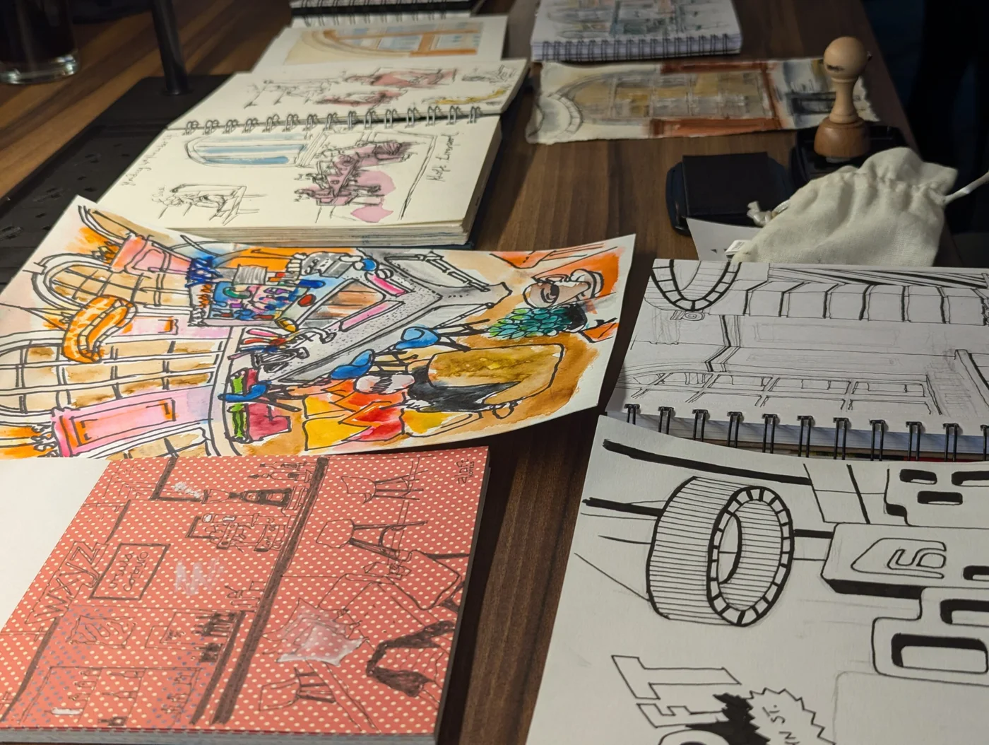 Sketches and artwork from our visit to Aloft