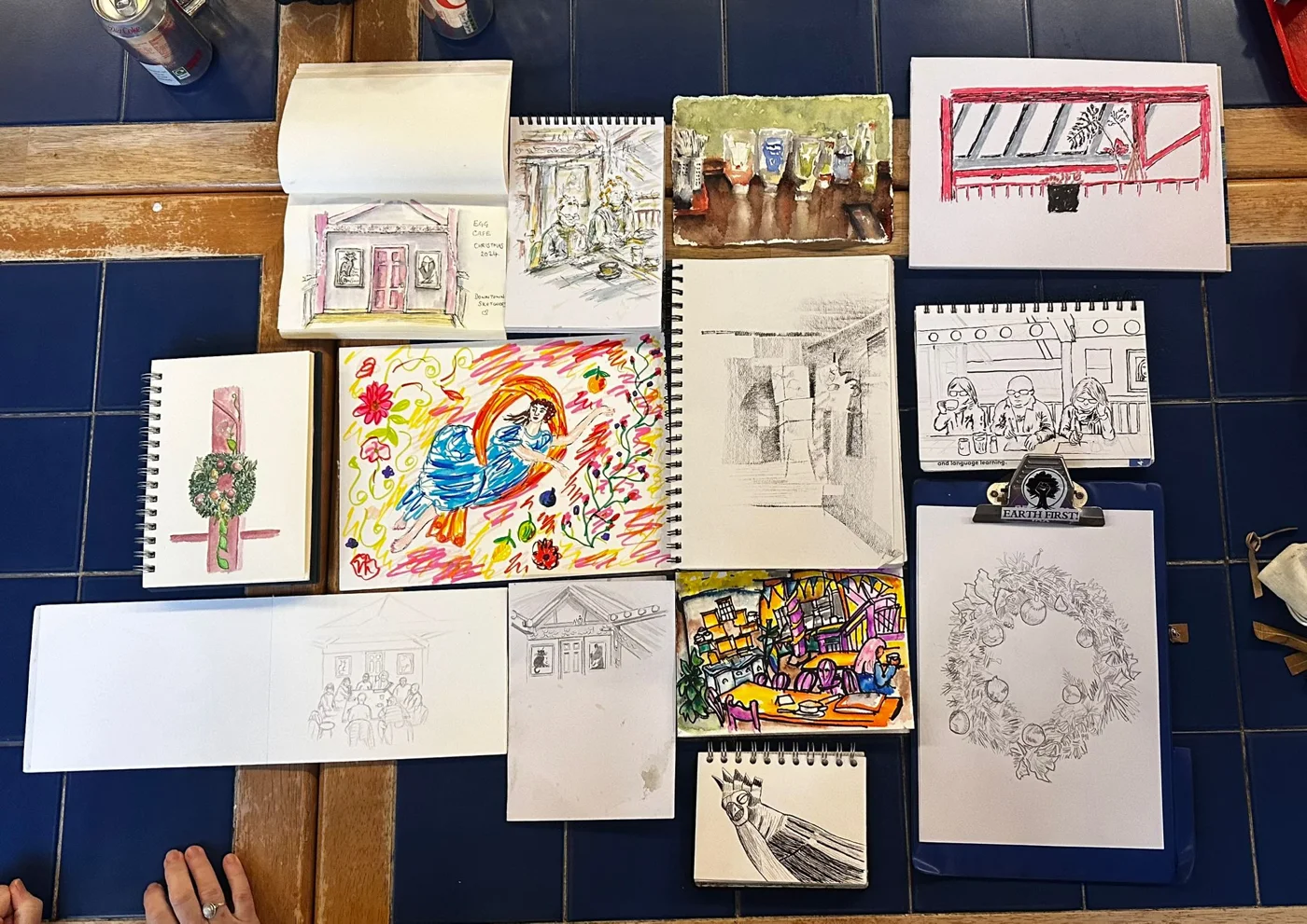 Sketches and artwork from our visit to Egg Cafe