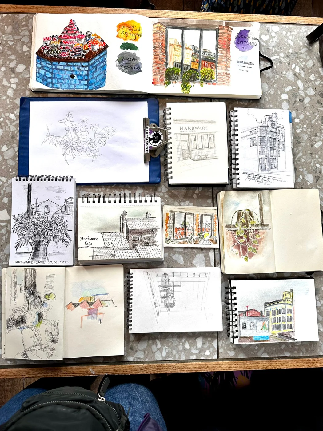 Sketches and artwork from our visit to Hardware Cafe
