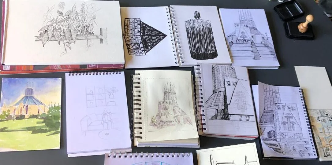 Sketches and artwork from our visit to Liverpool Metropolitan Cathedral