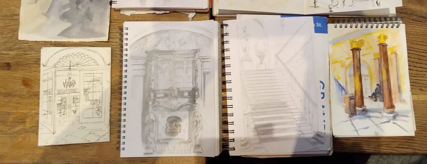 Sketches and artwork from our visit to Liverpool Town Hall