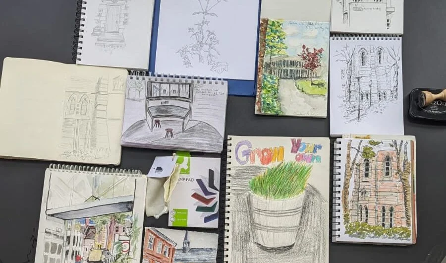 Sketches and artwork from our visit to Pavilion Cafe