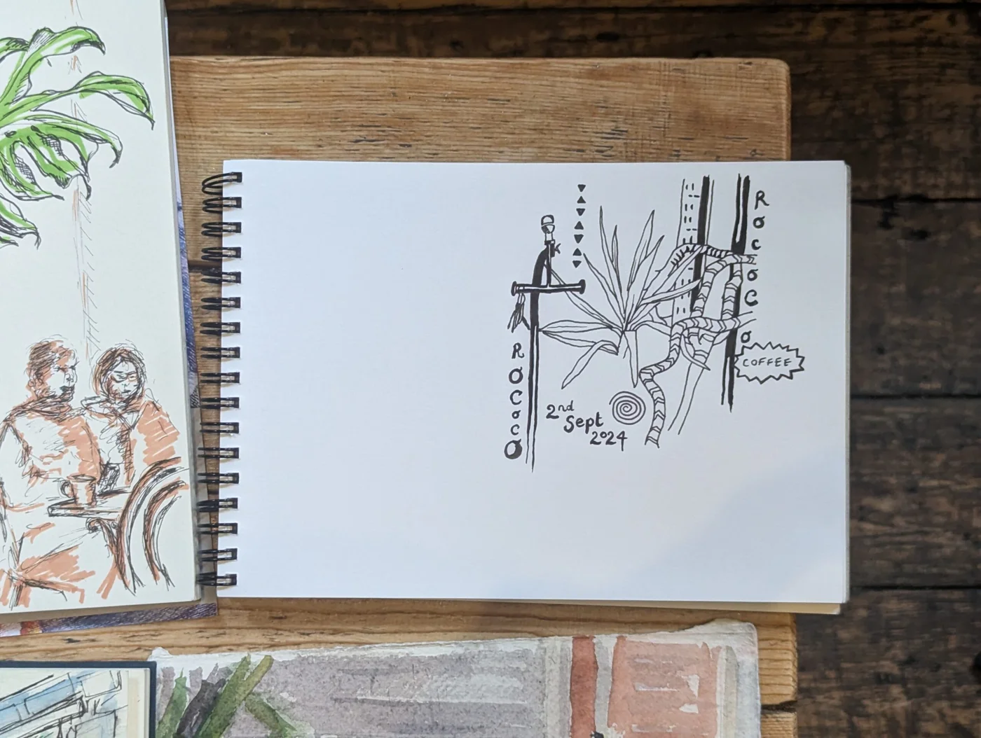 Sketches and artwork from our visit to Rococco Cafe