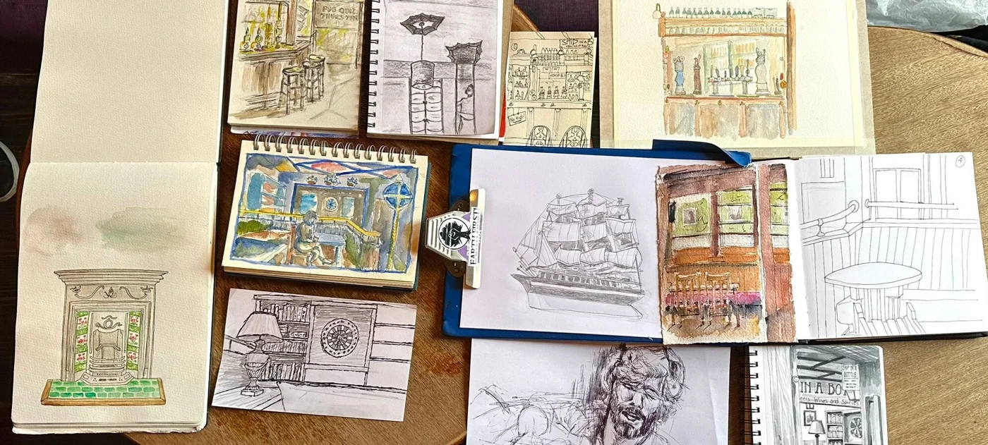 Sketches and artwork from our visit to Ship & Mitre