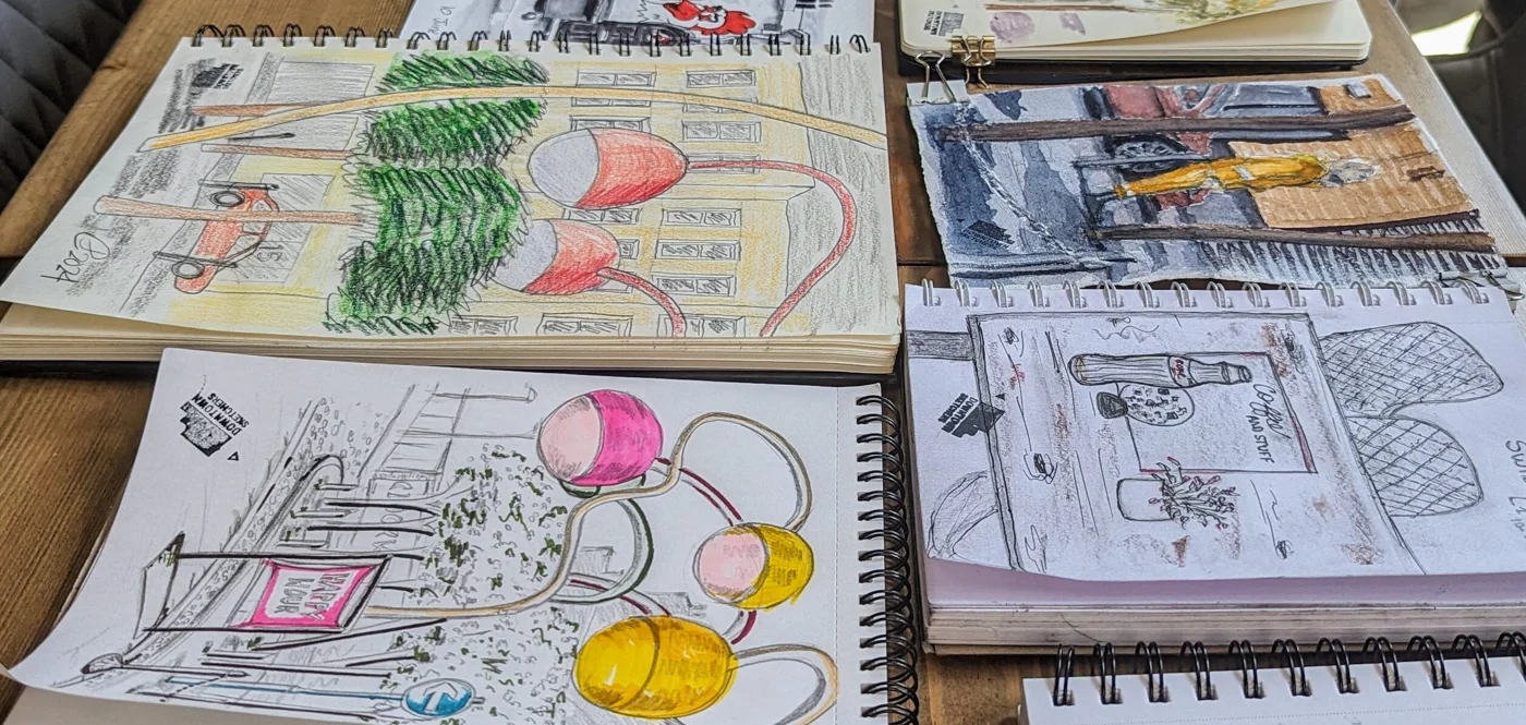Sketches and artwork from our visit to Switch CoffeeBar, Penelope