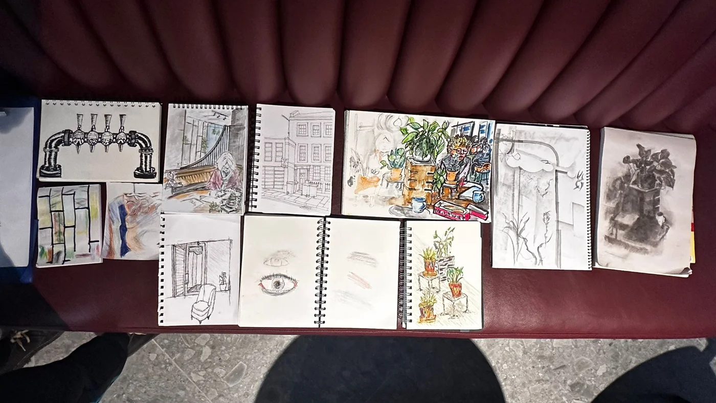 Sketches and artwork from our visit to The Halyard Hotel