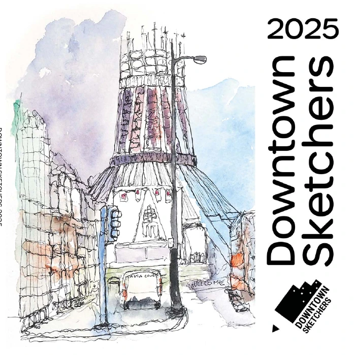 The original Downtown Sketchers 2025 cover, featuring Liverpool Metropolitan Cathedral